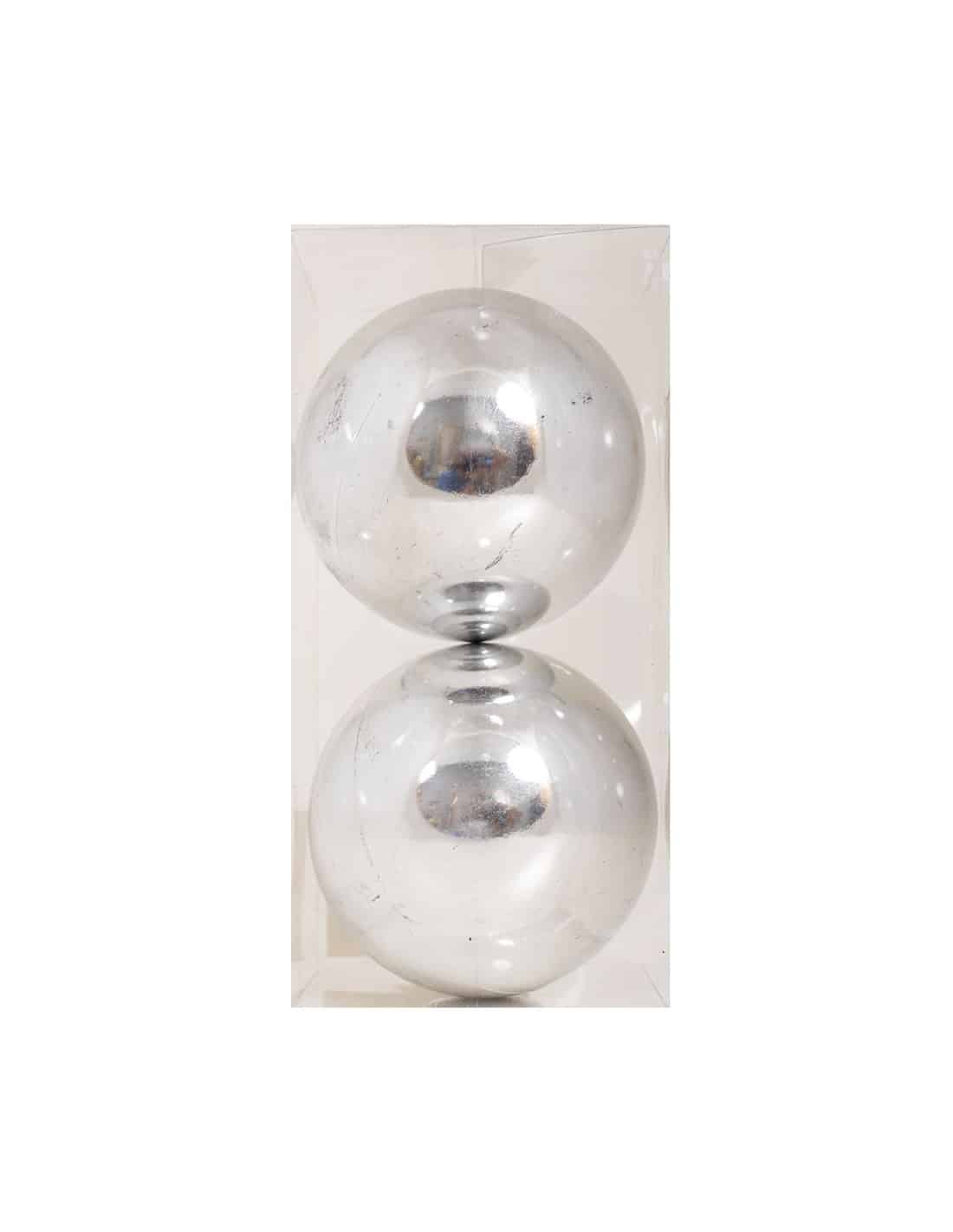 Χριστουγεννιατικες Μπαλες Ασημι 10 Εκ Σετ 2 Τμ